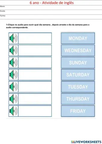 Days of the week and moths the year