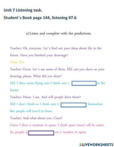 Listening task p. 144