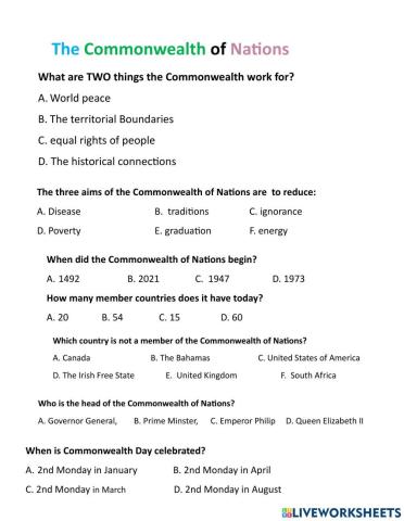 Quiz: Commonwealth of Nations