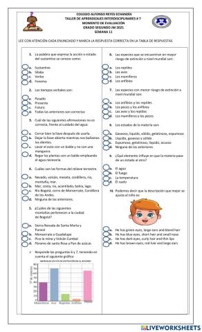 Evaluación de aprendizajes 7