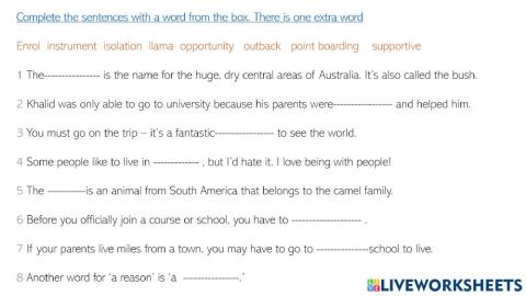 Vocabulary to practice