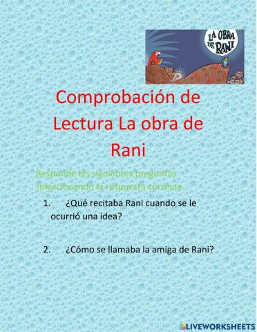 Comprobaciòn de lectura Rani