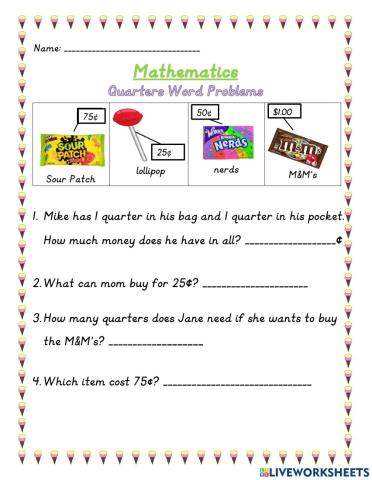 Quarters Word Problems