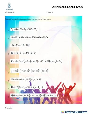 Ecuaciones 1° grado