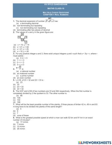 Maths class-10 chapter 1 REAL NUMBERS