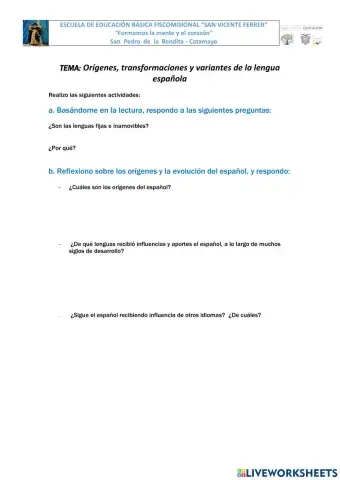 Orígenes, transformaciones y variantes de la lengua española