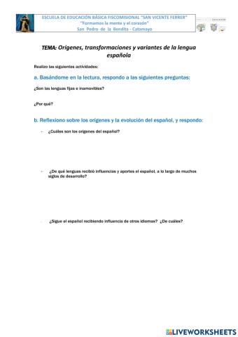 Orígenes, transformaciones y variantes de la lengua española