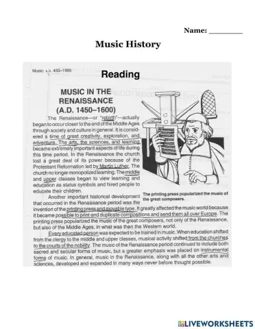 Renaissance Music Questionnaires