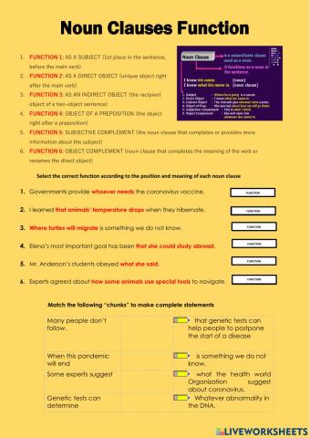 Noun clauses function