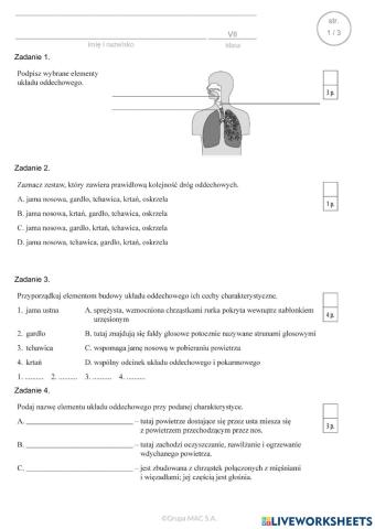 Układ oddechowy i wydalniczy