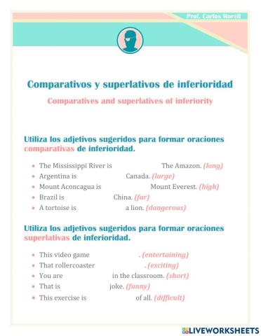 Comparativos y superlativos de inferioridad