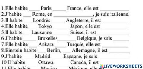 Les nationalités et prépositions