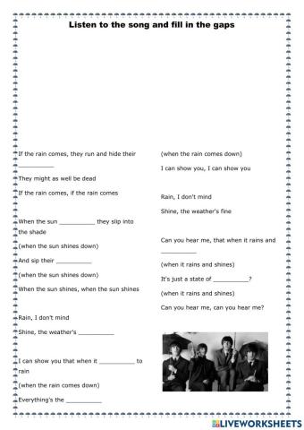 The Beatles - Rain (listening song) - Zero Conditional practice