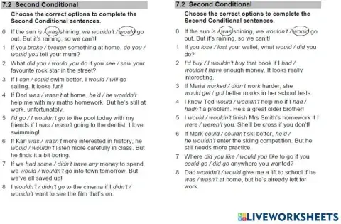 WW3 ( Unit 7)  Revision.Grammar 7.2