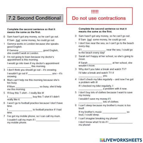 WW3 ( Unit 7) Grammar 7.2