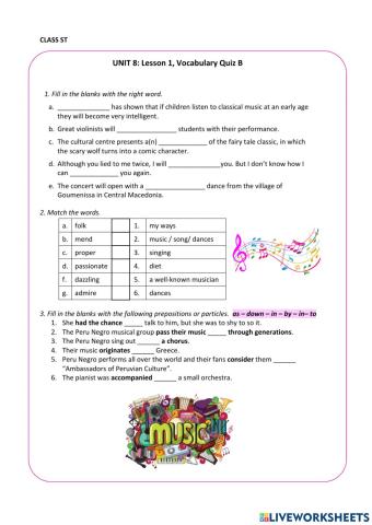 ST class - Unit 8 - Vocabulary Quiz 2