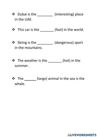 Superlatives- countries