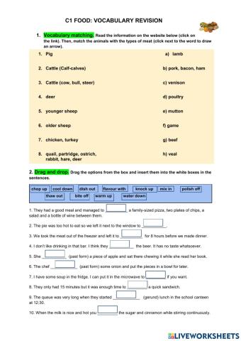 C1 food vocabulary