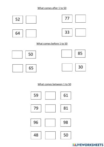 What comes after,before and between