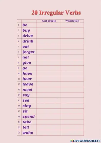 Irregular verbs - Past simple
