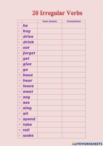 Irregular verbs - Past simple