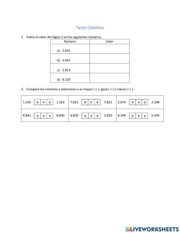 Valor Posicional y Comparación