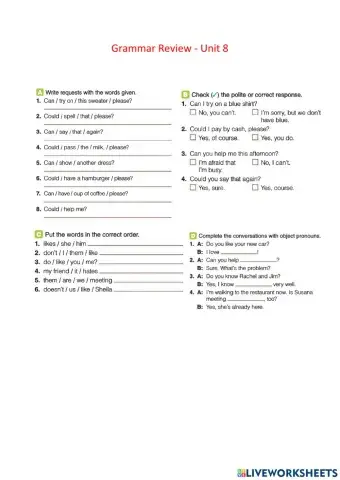 Grammar Review - Unit 8