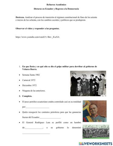 Militarismo en el Ecuador y el Retorno a la democracia.