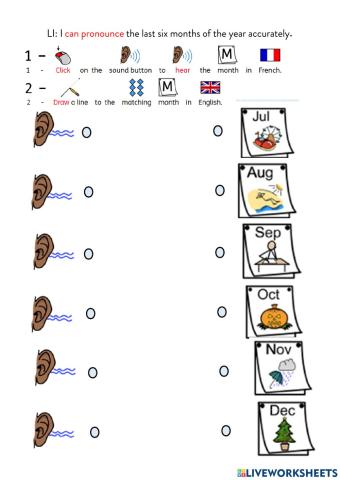 Last 6 months of the year in French