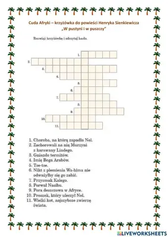 Krrzyżówka do -W pustyni i w puszczy-