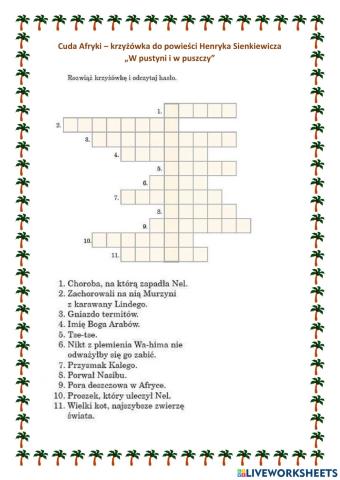 Krrzyżówka do -W pustyni i w puszczy-