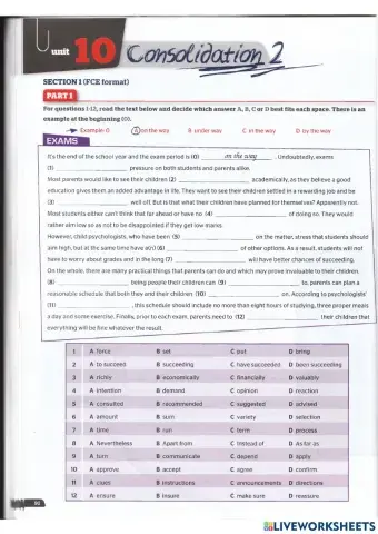 Use of English B2 - Units 10 and 11