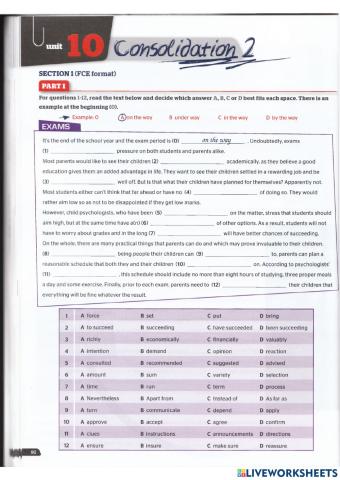 Use of English B2 - Units 10 and 11