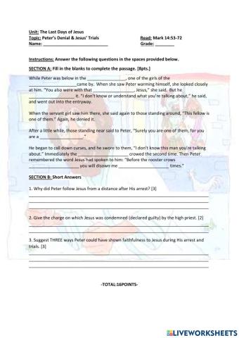 Peter's Denial & Jesus' Trials