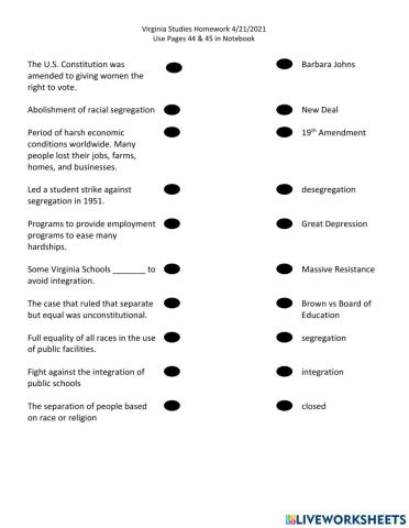 Virginia Studies 9b,c Homework 4-21-2021