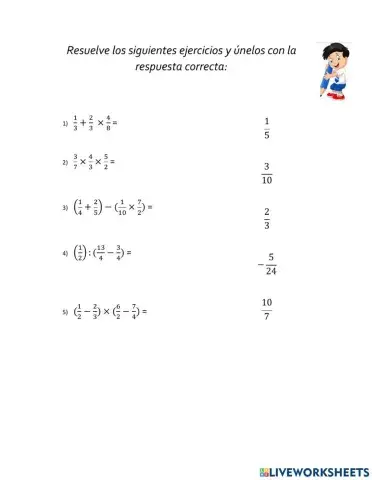 Ejercicios combinados de fracciones