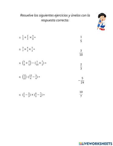 Ejercicios combinados de fracciones