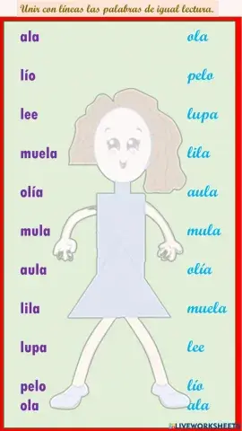 Une con líneas las palabras de igual lectura.