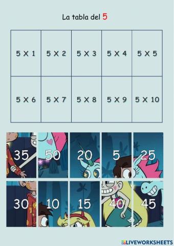 La tabla del 5