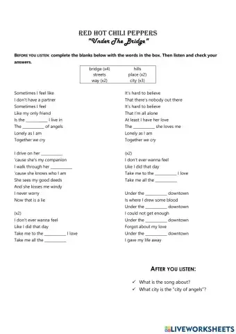 Under the bridge downtown