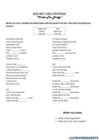 Under the bridge downtown