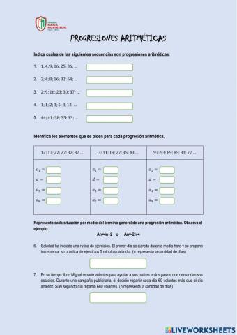 Progresiones aritméticas - 1