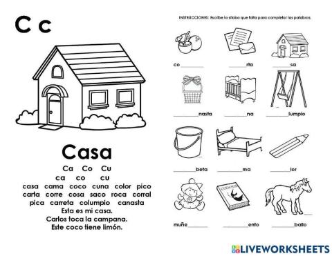 PALABRAS CON LA LETRA -Cc-