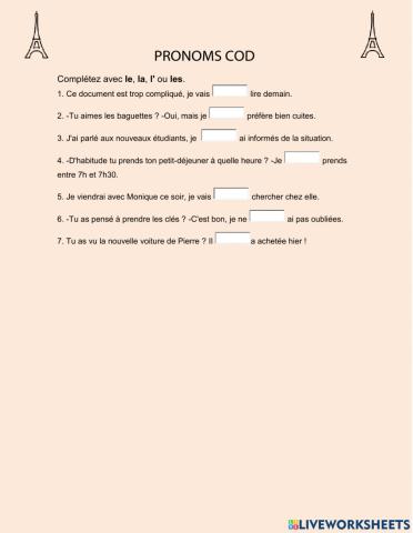 Pronoms cod