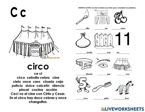 Palabras con   ce- ci