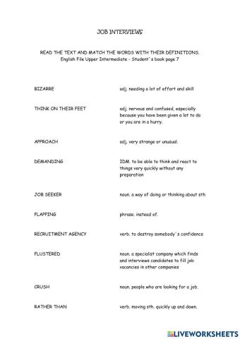 Vocabulary - job interview