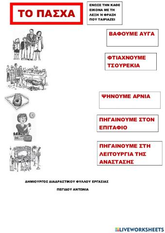 Ενωσε την εικονα εθιμου του πασχα με την αντιστοιχη φραση