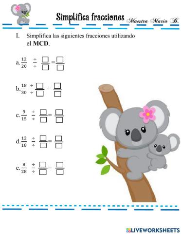 Simplifica fracciones