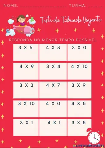 Teste 2 (Tabuada Viajante) - 4º ano