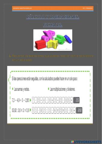 Cálculo y operaciones. Ficha 18.
